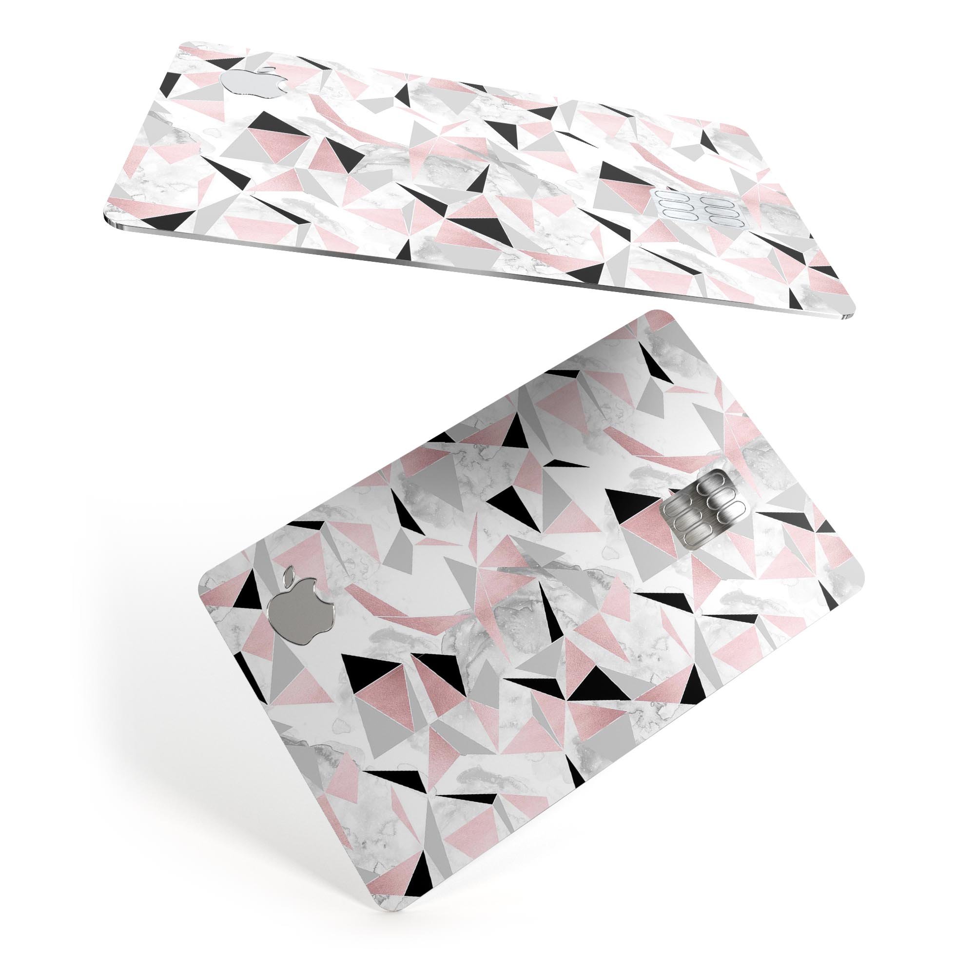 Karamfila Marble & Rose Gold skin kit for Apple Card, showcasing premium vinyl design and bubble-free installation features.